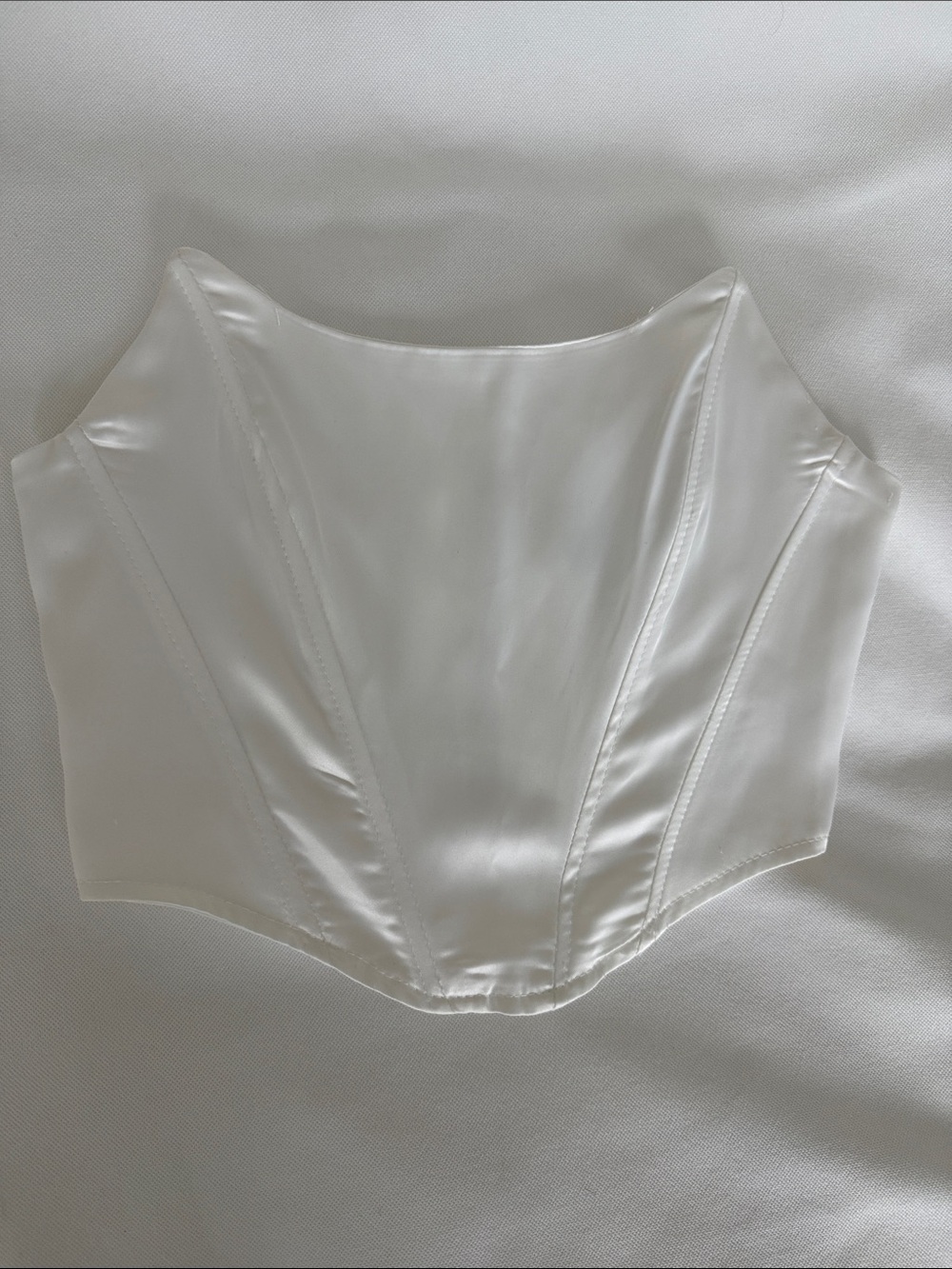 PrettyLittleThing White Satin Corset Crop Top
